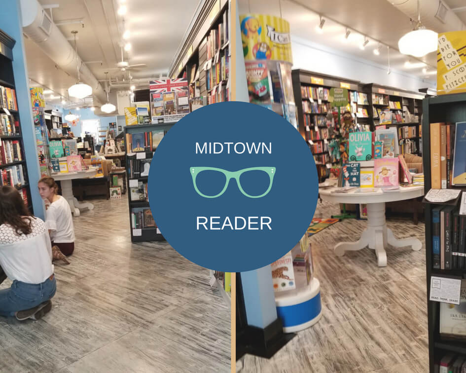 A side by side double image of Midtown Reader, a bookstore in Tallahassee, Florida