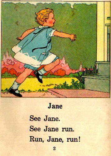 An image of the inside of a page in a Dick and Jane book
